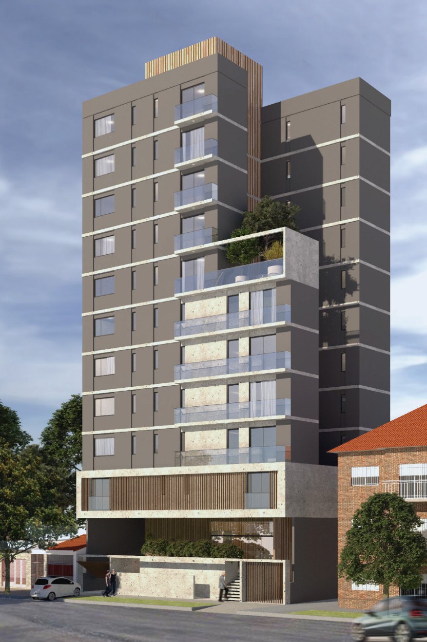 Render del Edificio Tsidkenu integrado al entorno urbano de San Miguel